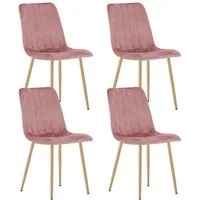 Home Collective Esszimmerstuhl 1er, 2er, 4er Set Polsterstuhl Stuhl Wohnzimmerstuhl (Stuhl Bequemes und strapazierfähiges Design, 90 cm Höhe, 120 kg Belastbarkeit, 4 St), mit rosa Samtsitz und holzfarbenen Beinen 4er Set