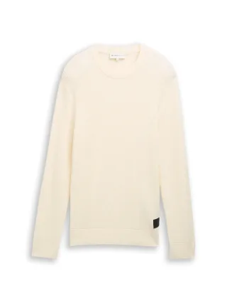 Denim Tom Tailor - Strickpullover mit Rundhalsausschnitt wool white - Gr. - XXL
