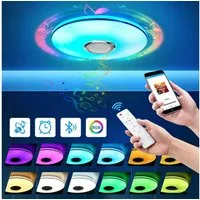 oyajia LED Deckenleuchte LED Deckenlampe mit Bluetooth Lautsprecher, RGB Dimmbar, LED fest integriert, 3000K-6000K-4500K-Nachtlicht-RGB, Dimmbar mit Fernbedienung,für Schlafzimmer/Wohnzimmer/Badezimmer/Küche