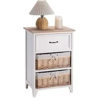 CARO-Möbel Nachtkommode PROVENCE, Nachttisch Nachtkommode Beistelltisch Boxspringbett 1 Schublade 2 Körb