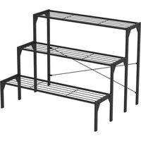 COSTWAY Pflanzentreppe, 3-stufiger Metall Blumentreppe, belastbar bis 30 kg