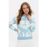 Passioni Strickpullover mit abstraktem Blumenmuster