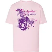 Baddery Print-Shirt "Together Forever" - Mädchen Pferde T-Shirt Geburtstag Geschenk Reiten, hochwertiger Siebdruck, aus Baumwolle