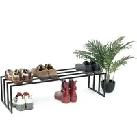 DanDiBo Schuhregal Metall Schwarz 1 Ebene Schuhablage Schuhschrank Modern