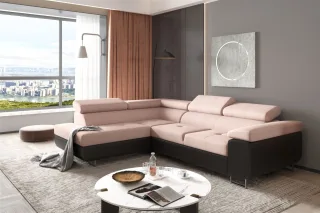 Ecksofa Sofa JADE Stoff Soft / Monolith Schwarz-Beige mit Schlaffunktion Otto...
