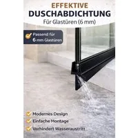 Euroshowers GmbH Duschdichtung Duschdichtung 2er Set 6 mm Glastür – Wasserabweiser mit Dichtlippe, L: 100 cm