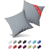 Buymax Kissenbezüge Kissenbezug 100% Baumwolle Premium Jersey, (2 Stück), Kissenhüllen, Reißverschluss, atmungsaktiv, unifarben, einfarbig