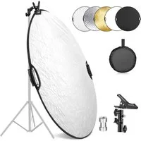 Neewer Blitzlichtreflektoren 5-in-1 Lichtreflektor, mit Doppelgriffe, für Studio, 56/80/110/130cm, (Packung), Außenbeleuchtung, durchscheinend/Silber/Gold/Weiß/Schwarz