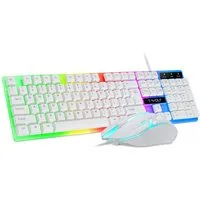 KINSI Kabelgebundene Tastatur und Maus Set mit schwebenden Tasten Tastatur- und Maus-Set, kühler RGB-Hintergrundbeleuchtung