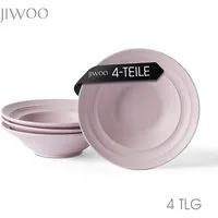 JIWOO Suppenteller 4er Ø21,2 cm, Speiseteller Pastateller Salatteller Dessertteller Plate, (4 St), Keramik Tellerset Lila mikrowellen- und spülmaschinenfest Ø21,2 cm