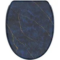 Sanilo WC-Sitz Marmor Darkblue mit Absenkautomatik & Quick Release, hochwertig, abnehmbar, leichte Montage von oben, mit Schraubenzieher