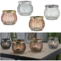 CEPEWA Teelichthalter Teelichtglas 4er Set orientalisch Glas Ø6,5cm H5,7cm Windlicht