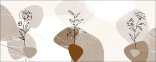 Glasbild LINE ART FLOWERS XII
