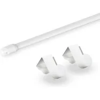 dekondo Vitragenstange Gardinenstange "Easy", weiß, oval, ausziehbar, klemmbare Fenstermontage, Befestigung ohne Bohren, ohne Kleben und ohne Werkzeug, inkl. Fensterhaken für einen Klemmbereich von 15-20 mm