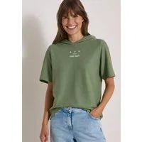 CECIL Kapuzenshirt in Slub-Yarn-Optik, mit Print, Baumwollmix