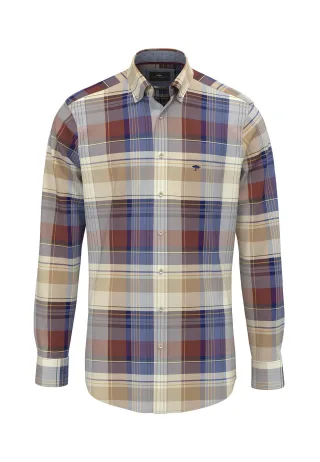 FYNCH-HATTON - Big Poplin Check, B.D., 1/1 sand - Gr. - XL