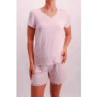 JOOP! Shorty Set (2 tlg) mit Spitzendetails, V-Ausschnitt, kurzärmelig
