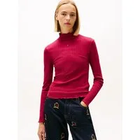 Tommy Jeans Langarmshirt TJW SLIM RIB LETTUCE EDGE LS in gerippter Struktur