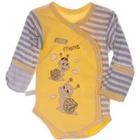 La Bortini Langarmbody Baby Wickelbody mit Kratzschutz Body langarm in Gelb mit Schnecke aus reiner Baumwolle, 44 50 56 62 68 74