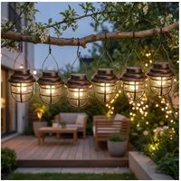 GLOBO LIGHTING LED Solarleuchte, LED-Leuchtmittel fest verbaut, 6er Set LED Solar Laternen Gitter Lampen Garten Deko Außen Beleuchtung
