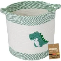 HMF Aufbewahrungskorb Aufbewahrungskorb mit verlängerten Griffen, runder Korb, Baumwolle für Kinderzimmer oder Babyzimmer,Dinosaurier, 30,5 x 30,5 cm