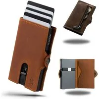 SLIMJACK Mini Geldbörse Herren - echt Leder - Münzfach RFID-Schutz - Cardholder - Slim Wallet (Portmonee), - Mini Geldbeutel - Portemonnaie - Kartenhalter - Kreditkartenetui