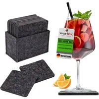 wortek Getränkeuntersetzer Filz-Untersetzer Eckig für Gläser 10er Set + Box, Zubehör für Tisch & Gläser, Set, 10-tlg., waschbare Getränke Glasuntersetzer Gläser, Tischuntersetzer Filz 10 cm