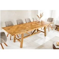 riess-ambiente Esstisch RIVIERA 180-240cm natur - recyceltes Pinienholz, mit Einlegeplatte (Einzelartikel, 1-St), Industrial Design mit Querstrebe – ideal für bis zu 12 Personen