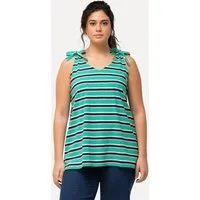 Ulla Popken Longtop Top Ringel A-Linie V-Ausschnitt ärmellos