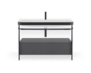 Duravit Happy D.2 Plus c-bonded Set mit Metallkonsole und Schubkasten Graphit Supermatt 1175x490x850 HP4744O80800000