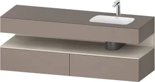 Duravit Qatego Einbauwaschtisch mit Konsolenwaschtischunterbau Basalt Matt 1600x550x600 mm - QA47960 QA4796083430000