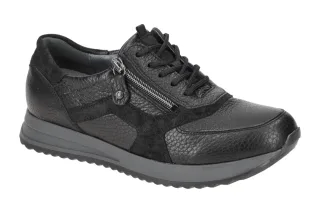 Waldl?ufer 752002 H-VICKY Damen Sneaker Schwarz Bequeme Schn?r-Halbschuhe