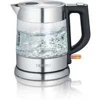 Severin Wasserkocher Kompakter Wasserkocher 2200 W, 1L, Glas/Edelstahl, mit