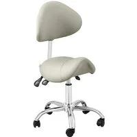 Physa Drehstuhl Sattelstuhl Sattelhocker mit Lehne Rollhocker Grau & Silbern, Grau, Silbern
