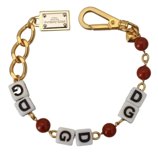 Dolce & Gabbana Goldene Ketten-Armband mit Messingperlen und Hummerverschluss für Damen
