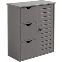 relaxdays Beistellschrank Badezimmerschrank mit 3 Schubladen grau