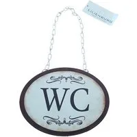 LB H&F Lilienburg Hängedekoration 1 x WC Türschild Blechschild Tür Vintage Schild Nostalgie Toilette (Baddeko Badezimmer antikstil Shabby Gäste-WC Klo-Schild 17,5cm für Frauen + Männer Metallschild Hinweisschild Dekoschild WC, Restaurant Bild Türschi