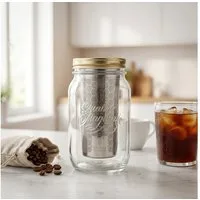 dripdrip Cold Brew Zubereiter BREWJAR, 1l Kaffeekanne, Edelstahlfilter, inkl. Edelstahlfilter & für kalt gebrühten Kaffee, Kaffeebereiter