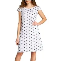 Caspar Sommerkleid SKL024 knielanges Damen Sommer Leinenkleid mit Punkte Print Luftig leicht, figurumspielende Form, mit seitlichem Jersey-Einsatz