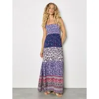 Apricot Maxikleid Patchwork-Maxikleid mit Blumen- und Paisley-Muster