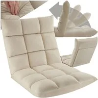 tectake Relaxsessel Polstersessel mit Samtbezug, Belastbarkeit 120 kg, 108 x 57 x 13,5 (Fernsehsessel Snooze, in Beige), 3 in 1, gepolstert, verstellbare Rückenlehne, stabiles Stahlgestell