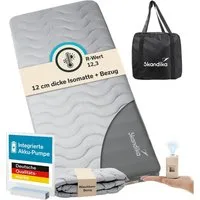 Skandika Luftmatratze Easy 3D Premium Flex Bundle, Luftmatratze mit Bezug, Schaumstoff, (Tragetasche, Antirutsch-Noppen des Bezugs), Softtouch-Oberfläche, USB-C Pumpe, selbstaufblasend, R-Wert von 12,2