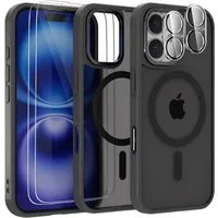 SmartUP Smartphone-Hülle 5in1 für Iphone 16 MagSafe 2X Schutzglas 2X Kameraschutz Full Case 9H 6,1-Zoll, kompletter Rundumschutz