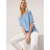 Walbusch T-Shirt Damen Extraleichte Viskose Satin Bluse Rundhals Kurzarm Shirtbluse, einlaufsicher, pflegeleicht, weichfließender Stoff