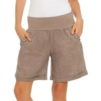 Mississhop Leinenhose 100 % Leinen Damen Shorts Leinenshorts Bermuda kurze Hose 280