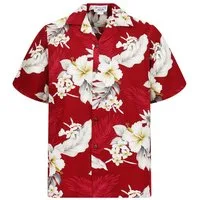 Pacific Legend Hawaiihemd "Enzian" Herren Kurzarm Baumwolle Kokosknöpfe Original Hawaii