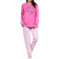 RELAX by Normann Pyjama Damen Pyjama langarm Schlafanzug mit Herzmotiv - 212 10 904