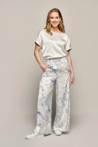 Aiden Print Hose Weiß / Marineblau