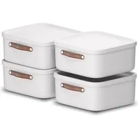 ROTHO Stapelbox 4er-Set Kiste mit Deckel Maloja 20l (Aufbewahrungsset, 4er-Set)