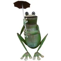 Deko-Impression Gartenfigur Frecher Frosch sitzend m. Regenschirm Gartendekoration Eisen 20 cm, (1 St)